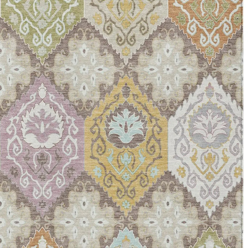 9' X 12' Taupe And Ivory Geometric Washable Indoor Outdoor Area Rug Homeroots Outdoor