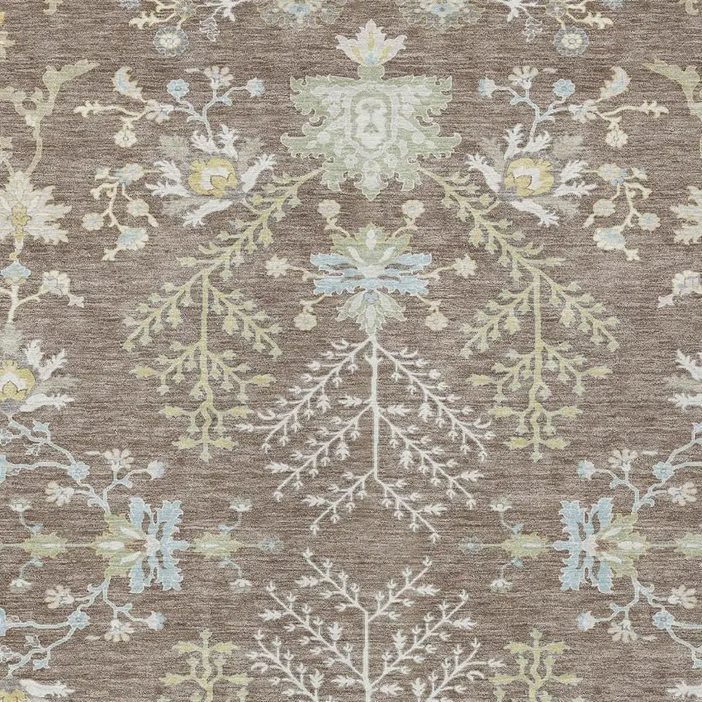 9' X 12' Taupe And Ivory Oriental Washable Indoor Outdoor Area Rug Homeroots Outdoor