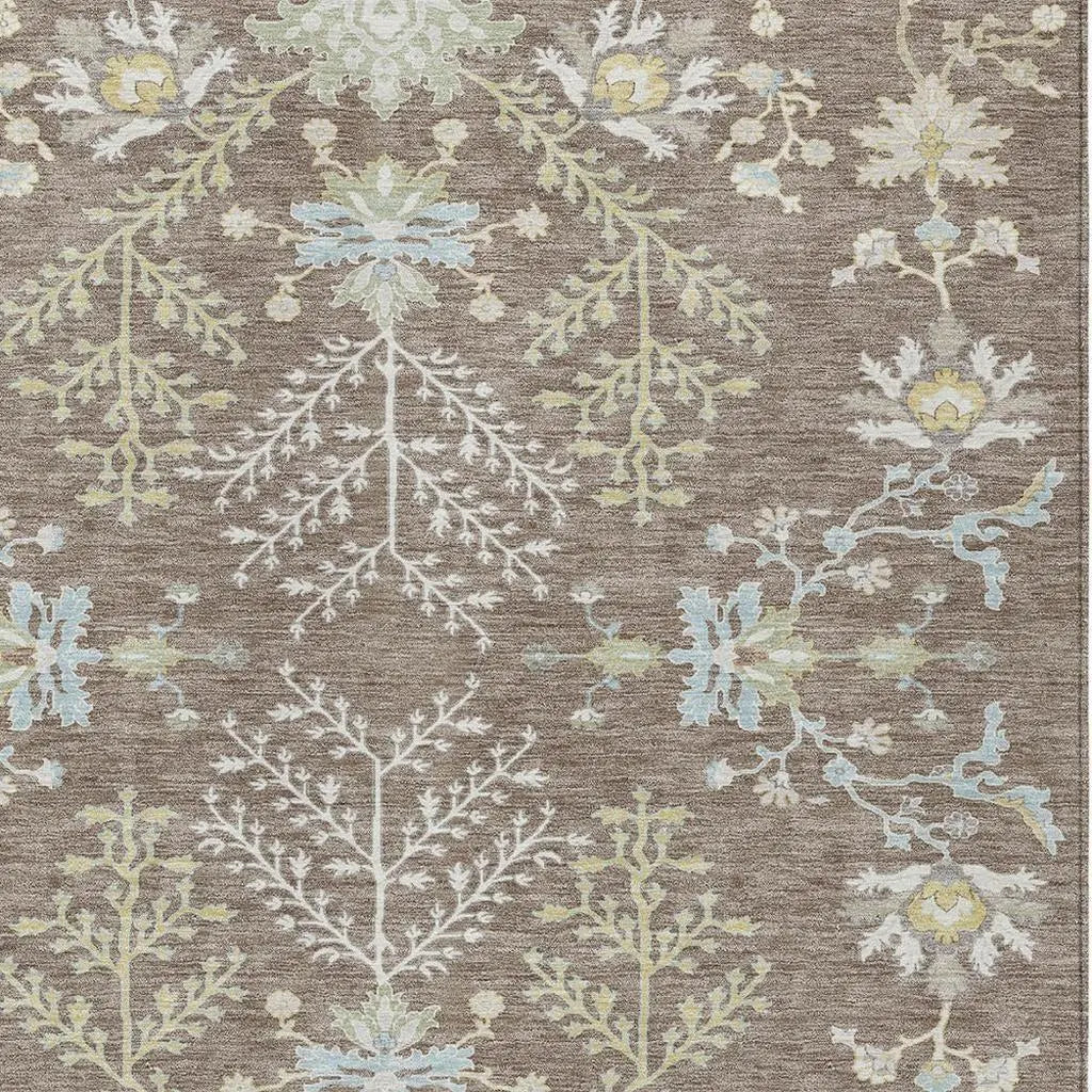 9' X 12' Taupe And Ivory Oriental Washable Indoor Outdoor Area Rug Homeroots Outdoor