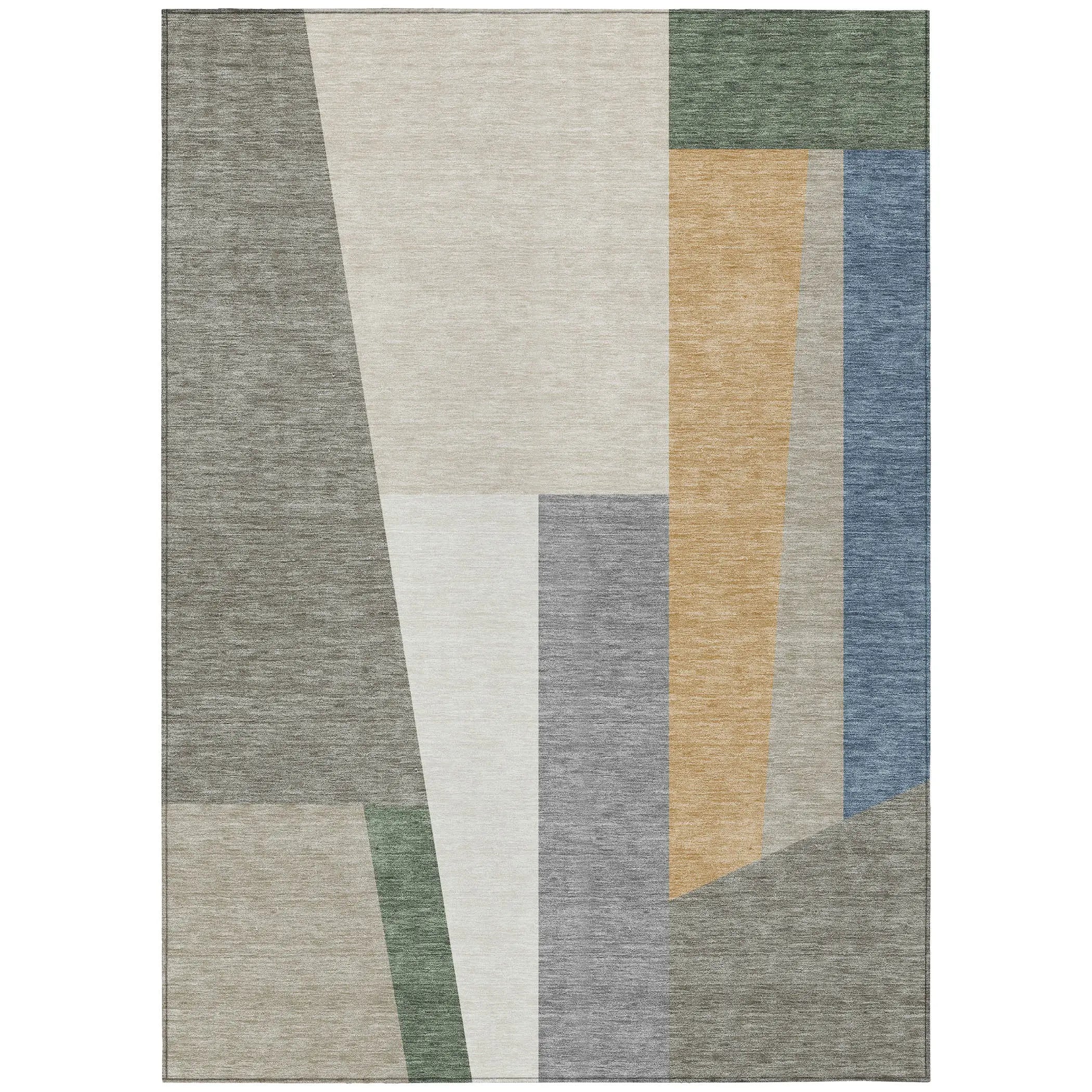 9' X 12' Taupe And Olive Green Geometric Washable Indoor Outdoor Area Rug Homeroots Outdoor
