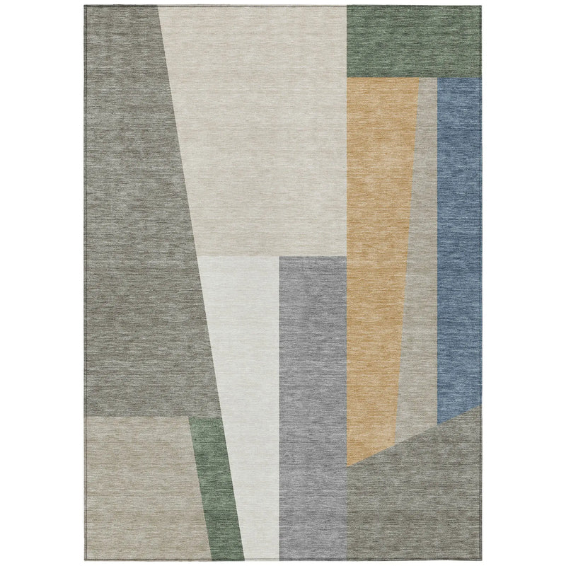 9' X 12' Taupe And Olive Green Geometric Washable Indoor Outdoor Area Rug Homeroots Outdoor