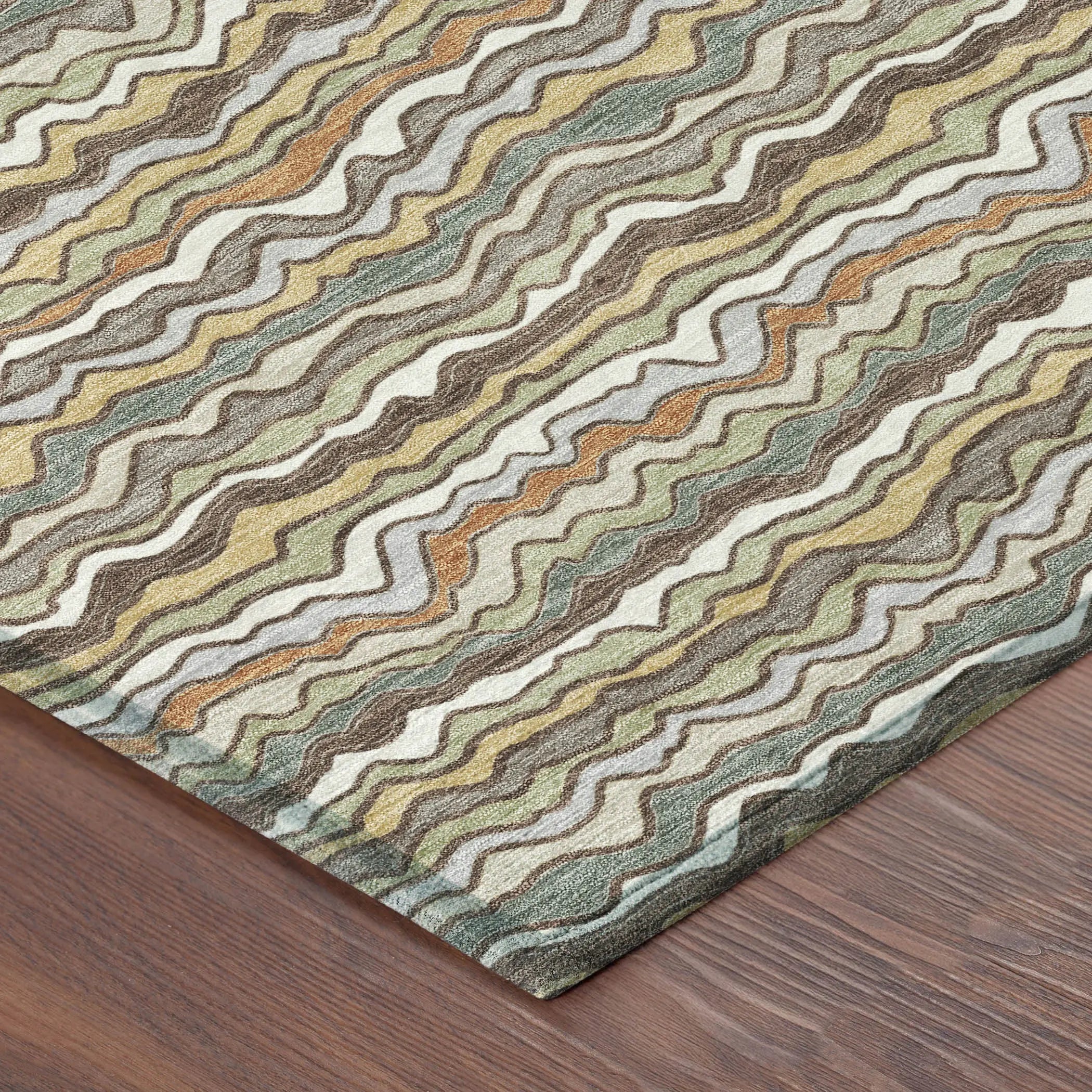 9' X 12' Taupe And Orange Striped Washable Indoor Outdoor Area Rug Homeroots Outdoor