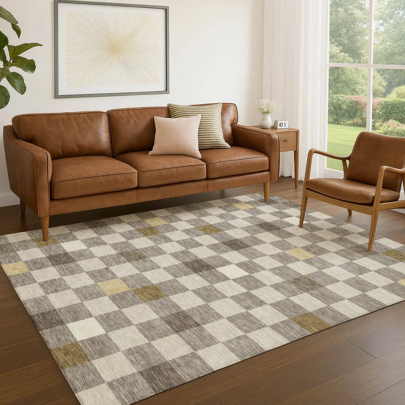 9' X 12' Taupe And Teal Blue Geometric Washable Indoor Outdoor Area Rug Homeroots Outdoor