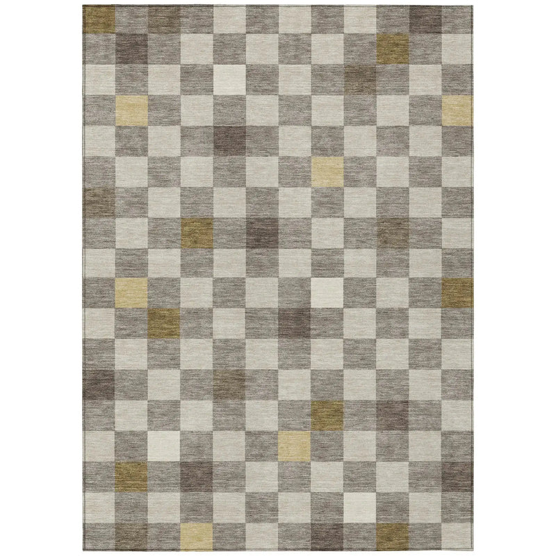 9' X 12' Taupe And Teal Blue Geometric Washable Indoor Outdoor Area Rug Homeroots Outdoor
