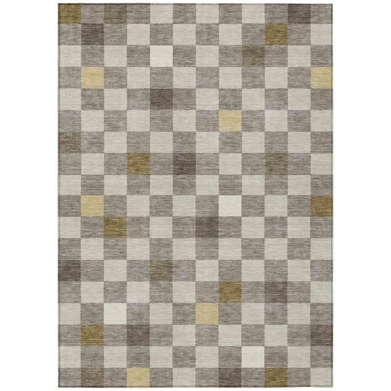 9' X 12' Taupe And Teal Blue Geometric Washable Indoor Outdoor Area Rug Homeroots Outdoor