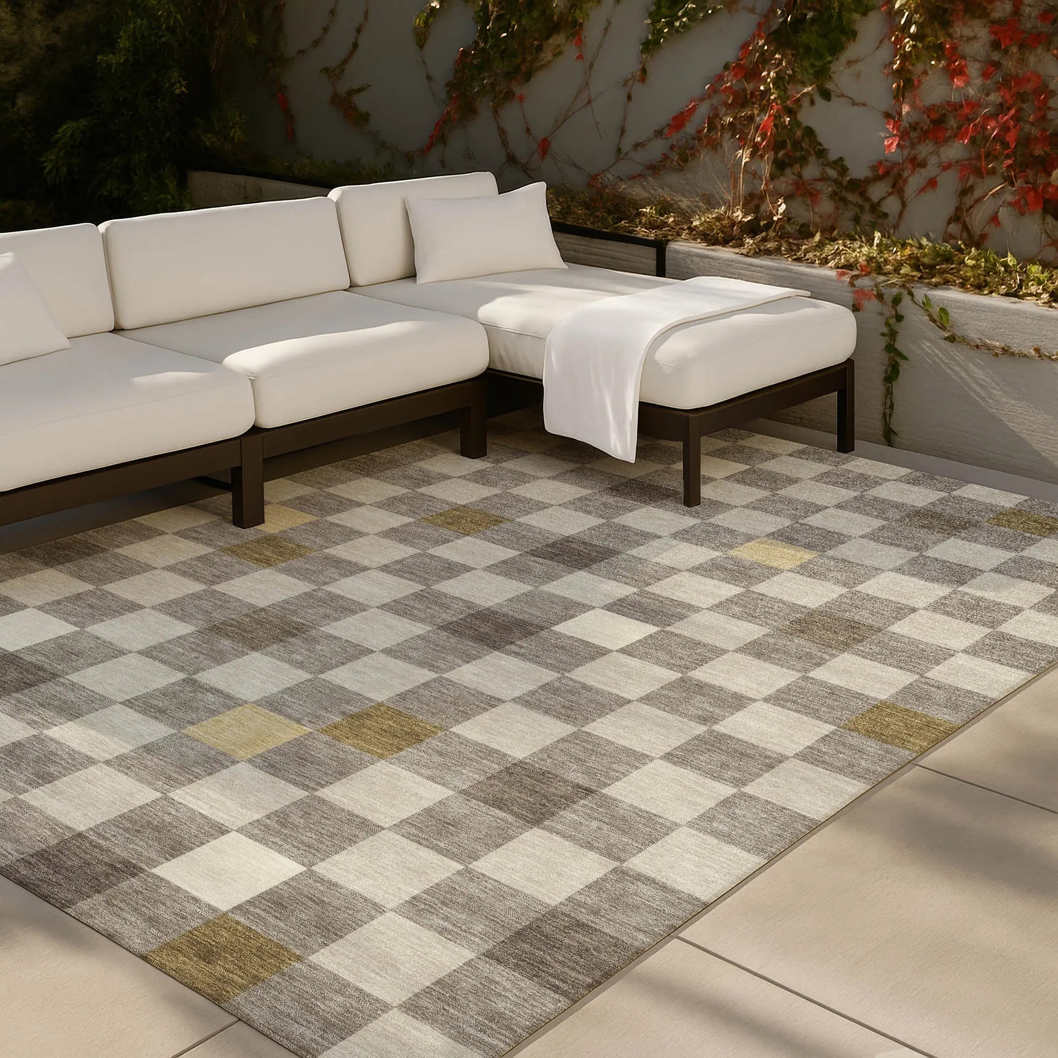 9' X 12' Taupe And Teal Blue Geometric Washable Indoor Outdoor Area Rug Homeroots Outdoor