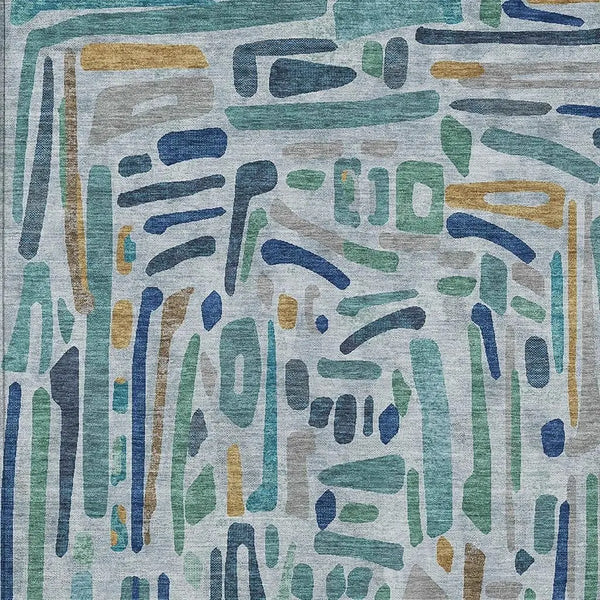 9' X 12' Teal Blue And Aqua Abstract Washable Indoor Outdoor Area Rug Homeroots Outdoor