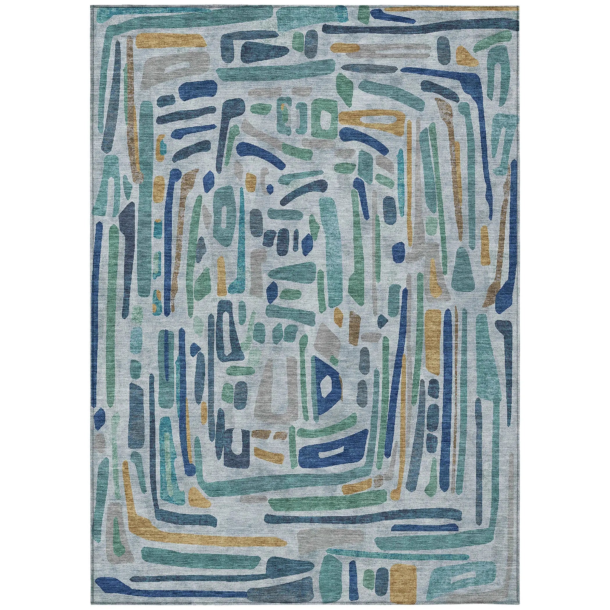 9' X 12' Teal Blue And Aqua Abstract Washable Indoor Outdoor Area Rug Homeroots Outdoor