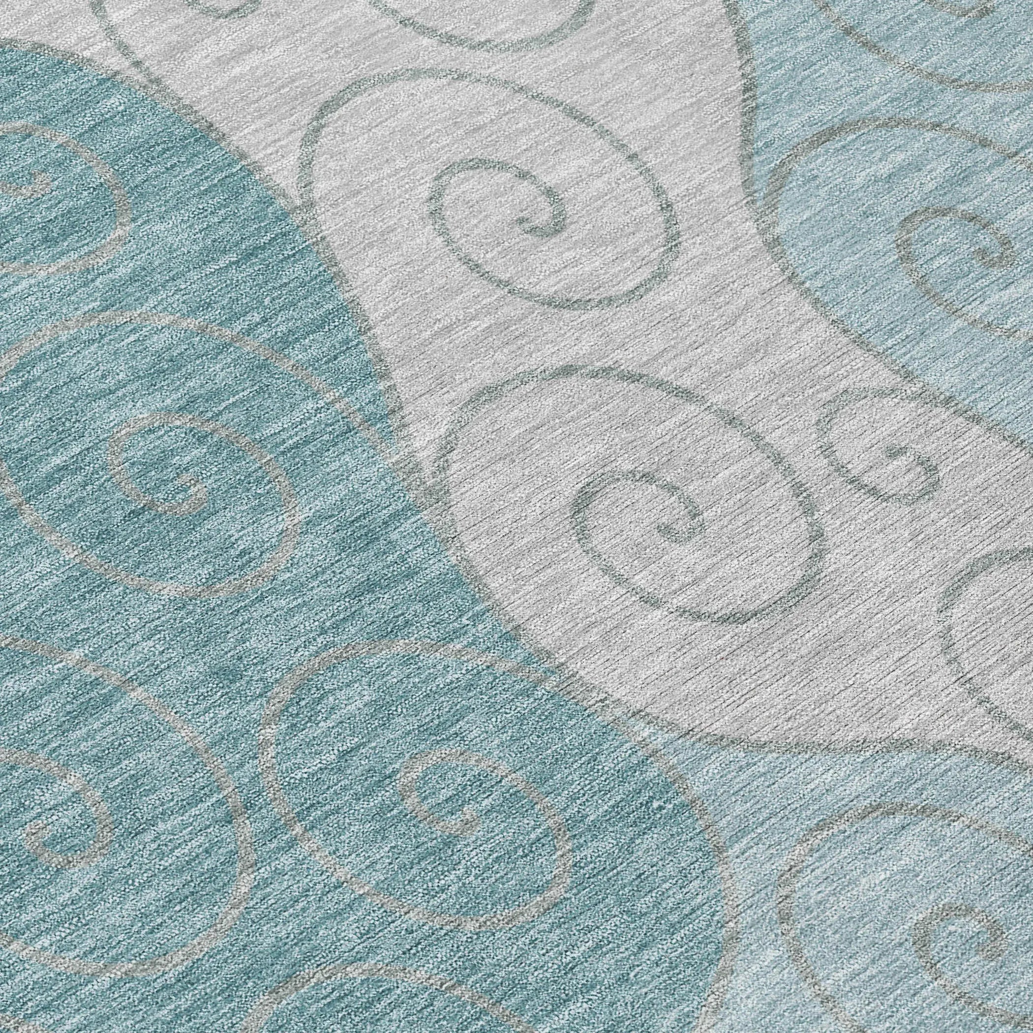 9' X 12' Teal Blue And Aqua Abstract Washable Indoor Outdoor Area Rug Homeroots Outdoor