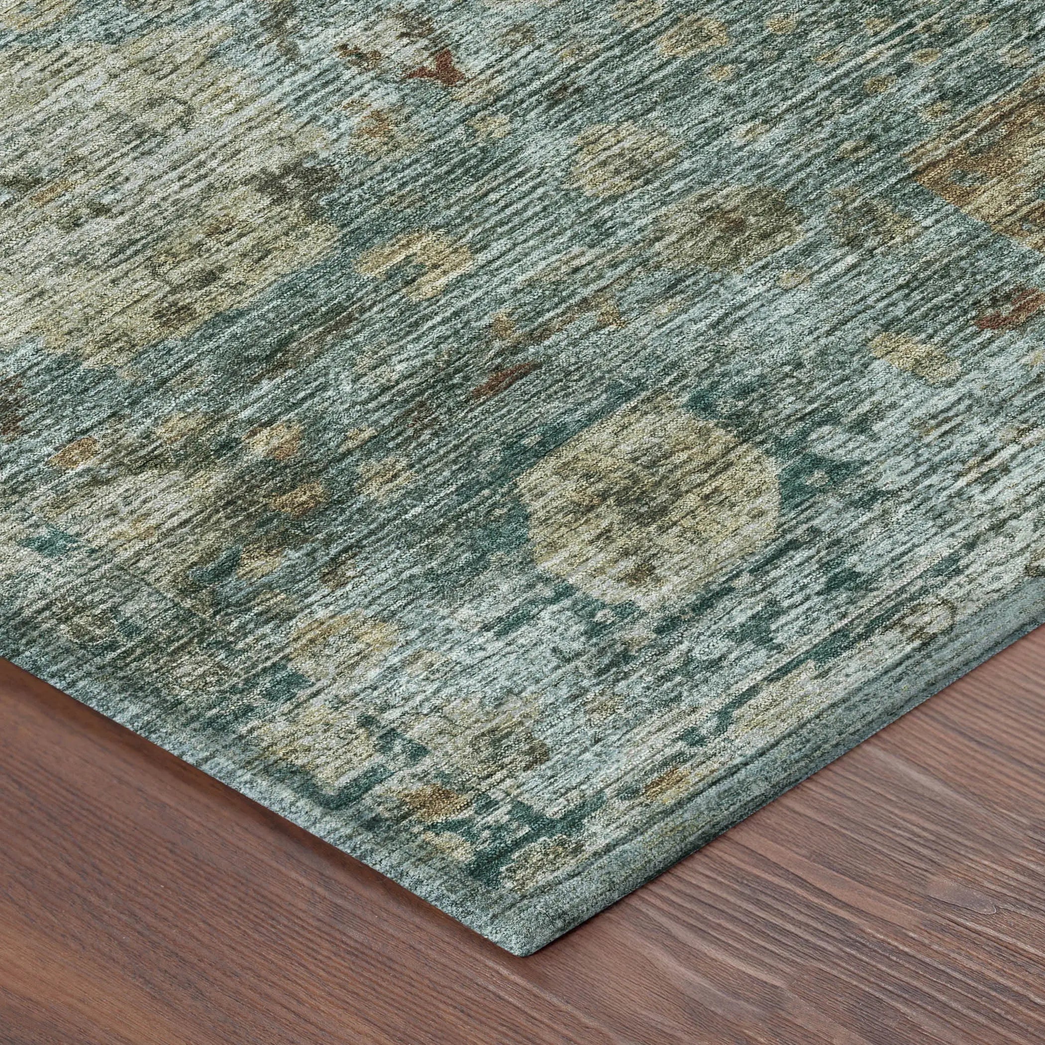 9' X 12' Teal Blue And Aqua Abstract Washable Indoor Outdoor Area Rug Homeroots Outdoor