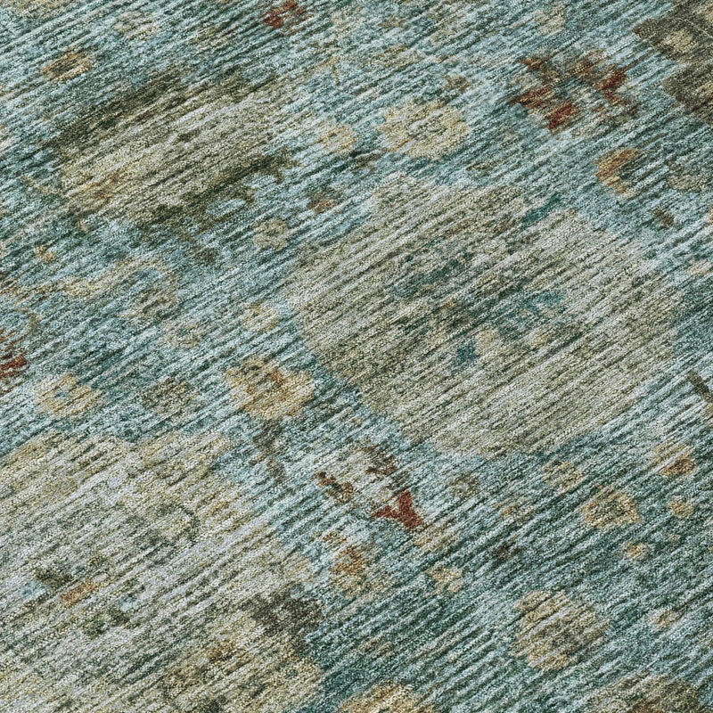 9' X 12' Teal Blue And Aqua Abstract Washable Indoor Outdoor Area Rug Homeroots Outdoor