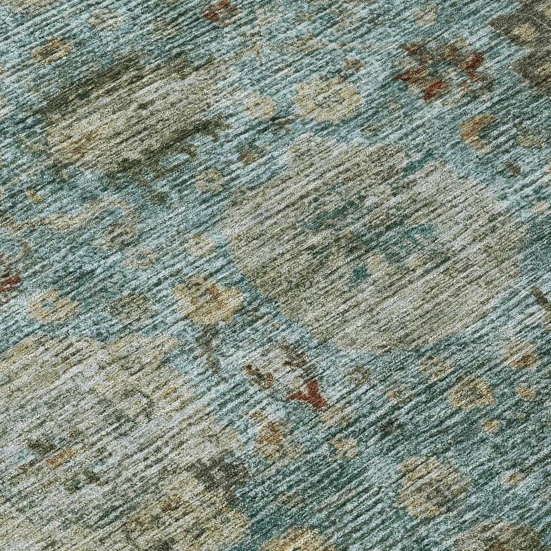 9' X 12' Teal Blue And Aqua Abstract Washable Indoor Outdoor Area Rug Homeroots Outdoor