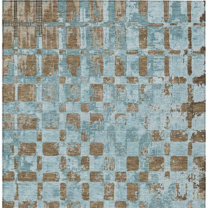 9' X 12' Teal Blue And Aqua Abstract Washable Indoor Outdoor Area Rug Homeroots Outdoor