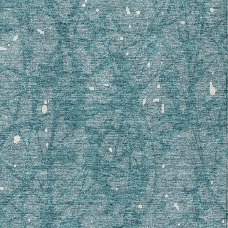9' X 12' Teal Blue And Aqua Abstract Washable Indoor Outdoor Area Rug Homeroots Outdoor