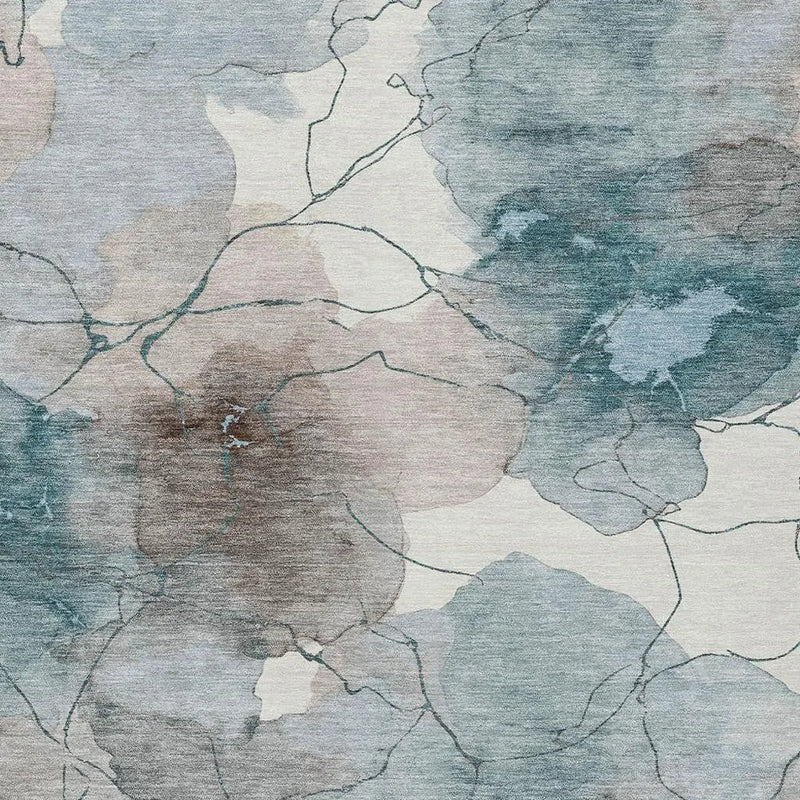 9' X 12' Teal Blue And Aqua Abstract Washable Indoor Outdoor Area Rug Homeroots Outdoor