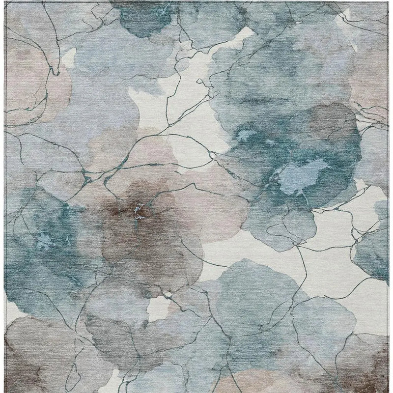 9' X 12' Teal Blue And Aqua Abstract Washable Indoor Outdoor Area Rug Homeroots Outdoor