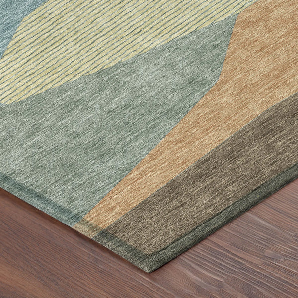 9' X 12' Teal Blue And Aqua Geometric Washable Indoor Outdoor Area Rug Homeroots Outdoor