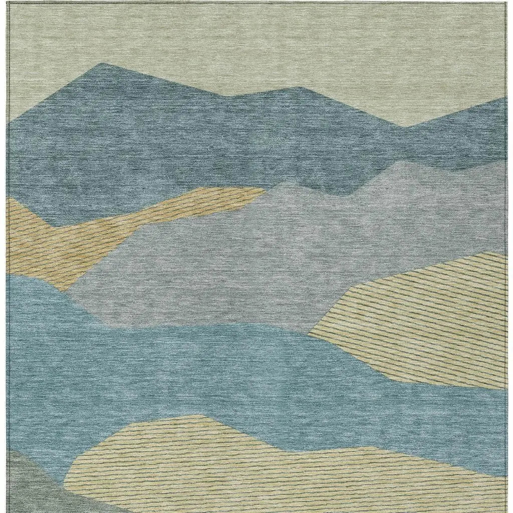 9' X 12' Teal Blue And Aqua Geometric Washable Indoor Outdoor Area Rug Homeroots Outdoor