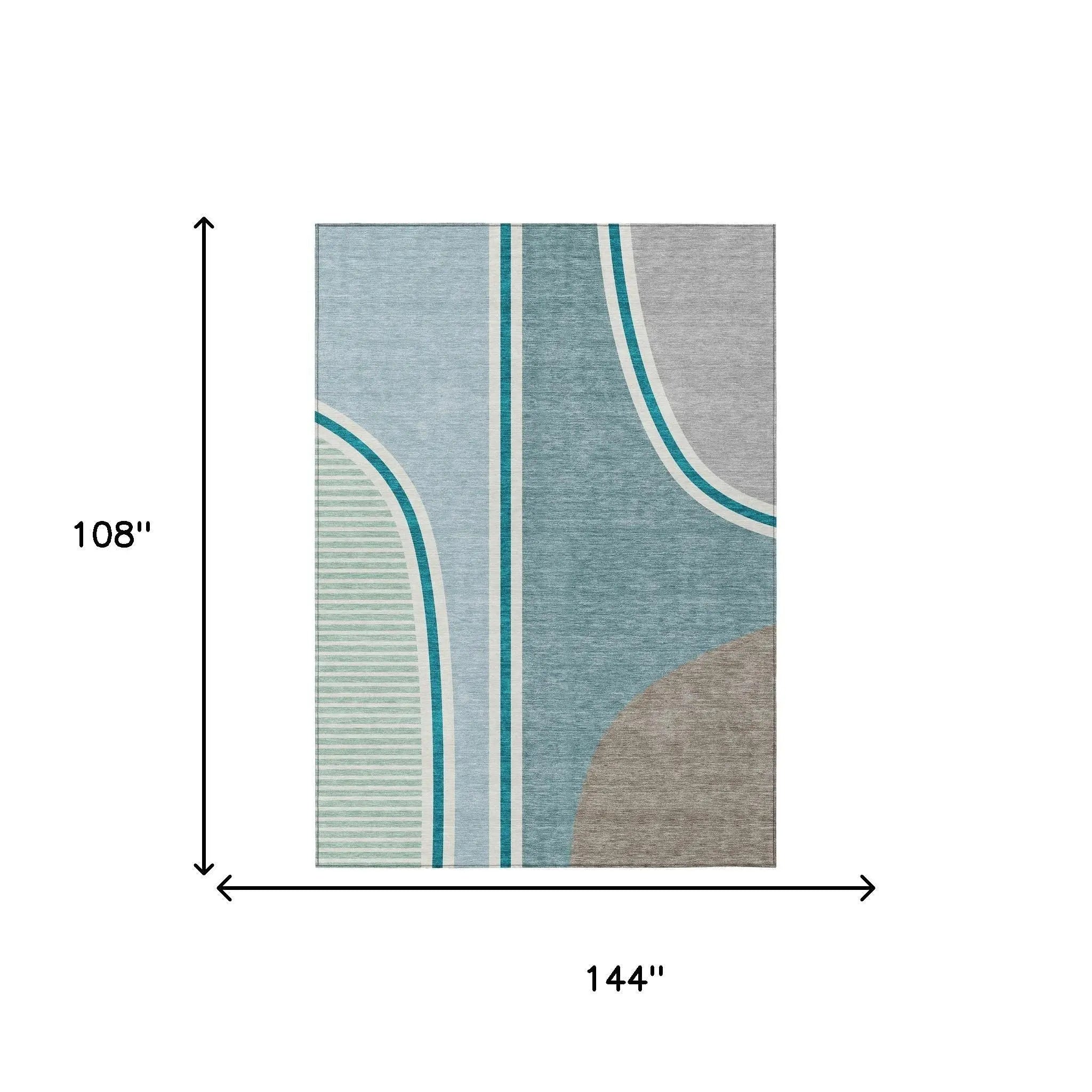 9' X 12' Teal Blue And Aqua Geometric Washable Indoor Outdoor Area Rug Homeroots Outdoor