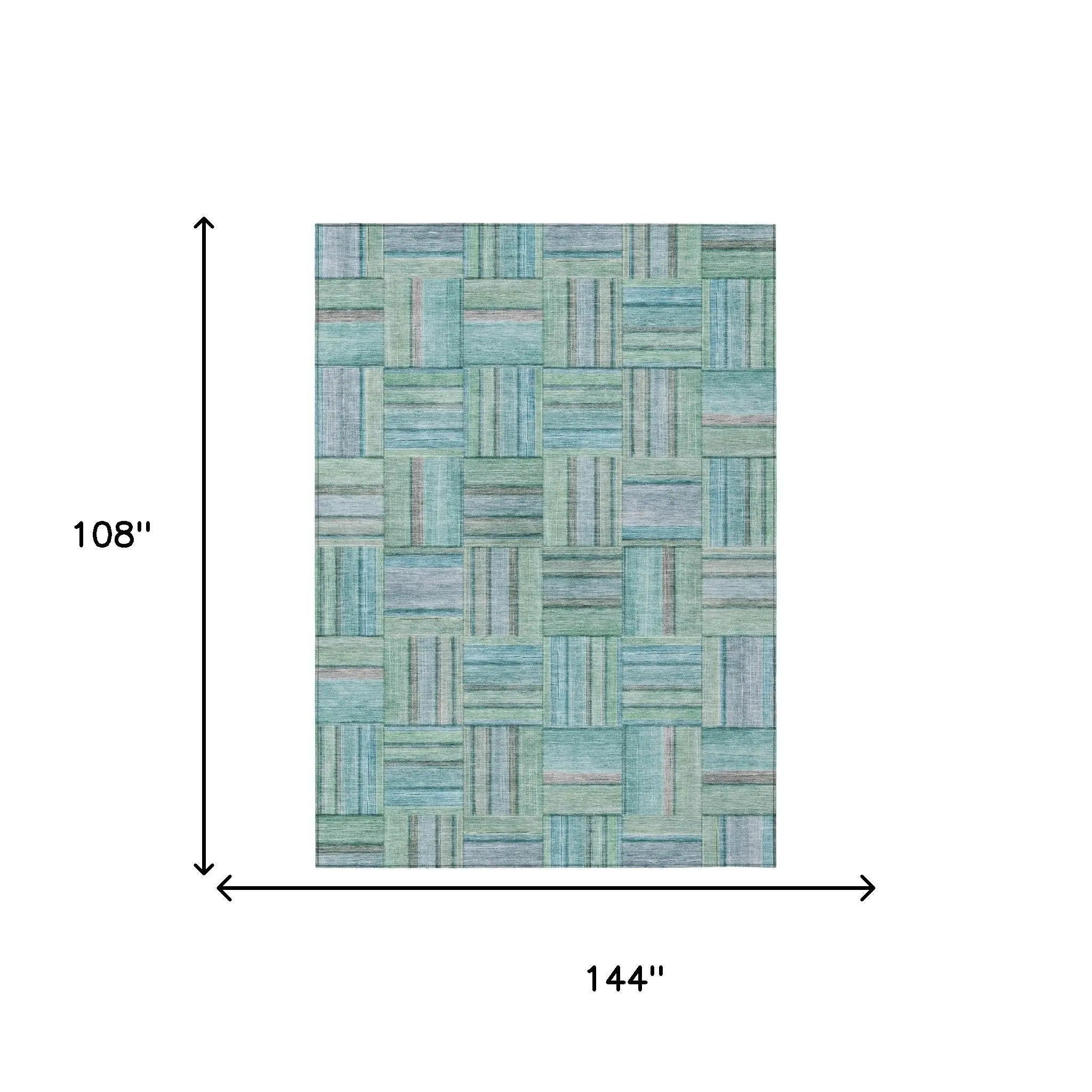 9' X 12' Teal Blue And Aqua Geometric Washable Indoor Outdoor Area Rug Homeroots Outdoor