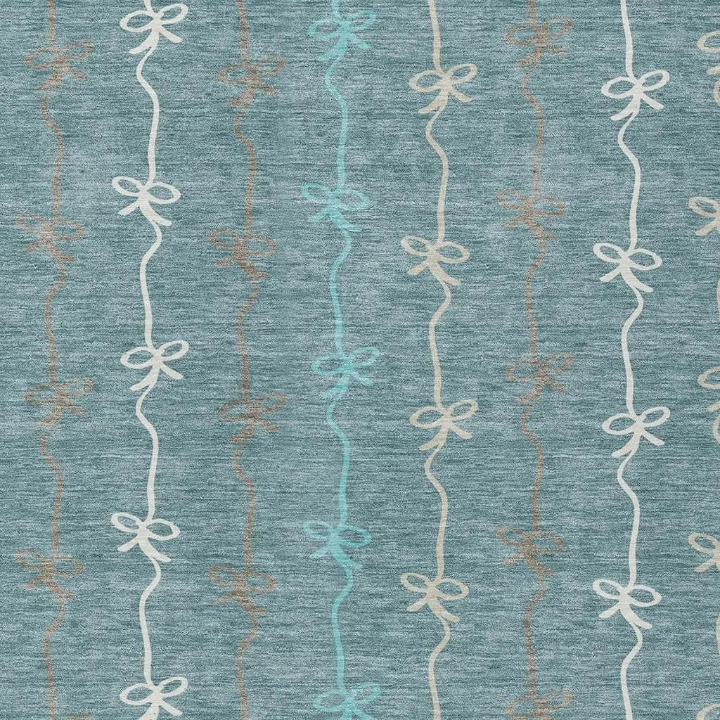9' X 12' Teal Blue And Aqua Southwestern Washable Indoor Outdoor Area Rug Homeroots Outdoor