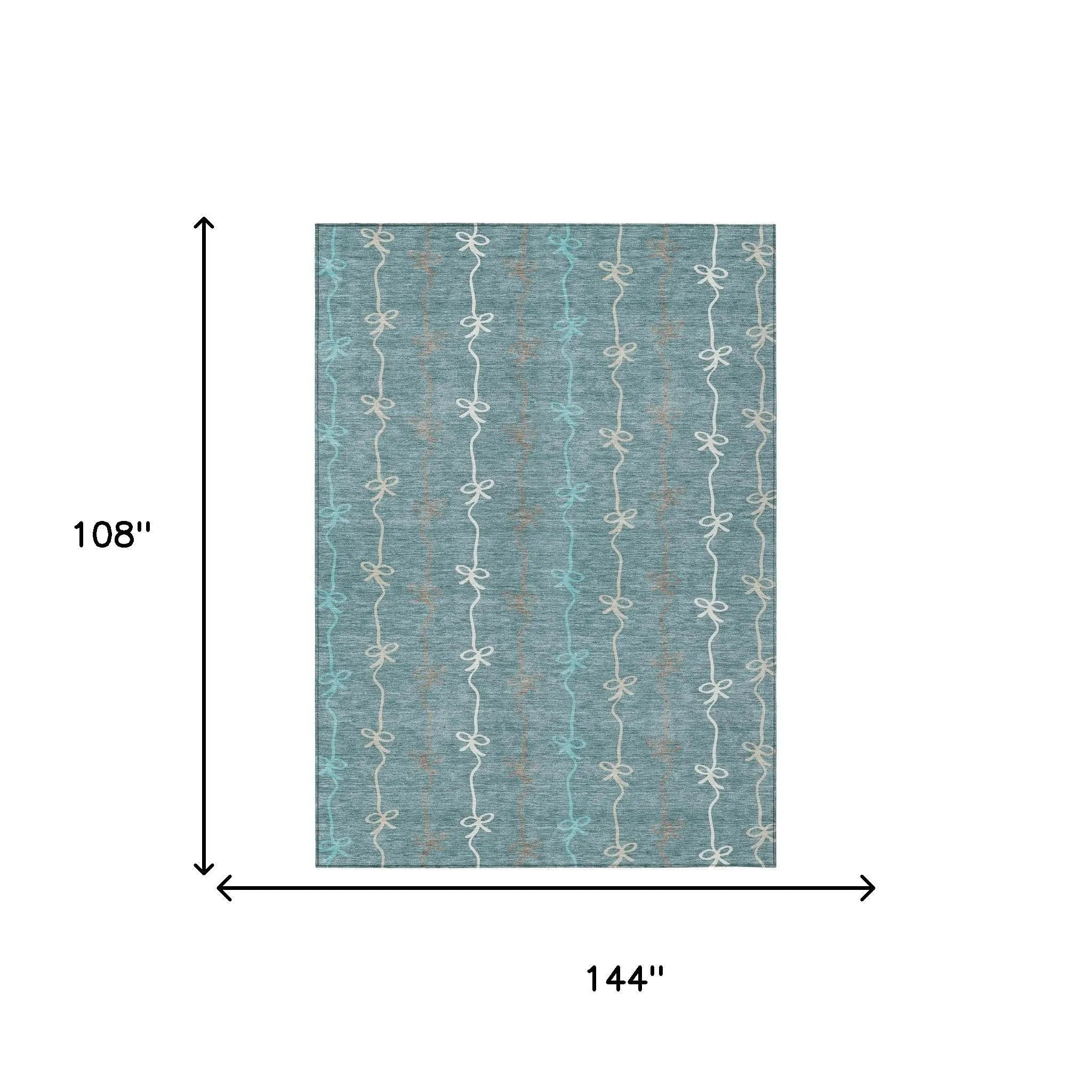 9' X 12' Teal Blue And Aqua Southwestern Washable Indoor Outdoor Area Rug Homeroots Outdoor