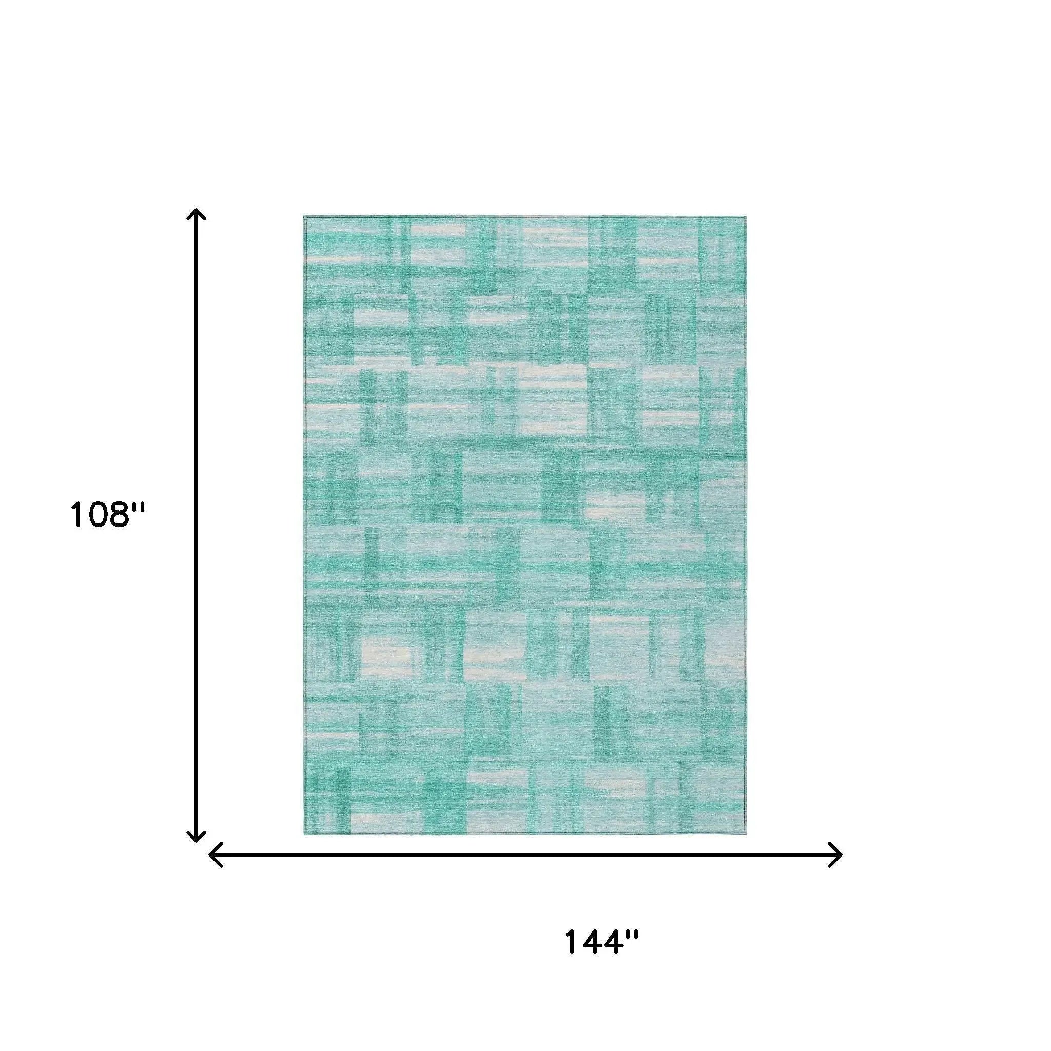 9' X 12' Teal Blue And Aqua Striped Washable Indoor Outdoor Area Rug Homeroots Outdoor