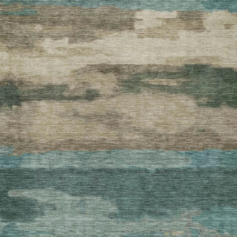 9' X 12' Teal Blue And Beige Abstract Washable Indoor Outdoor Area Rug Homeroots Outdoor