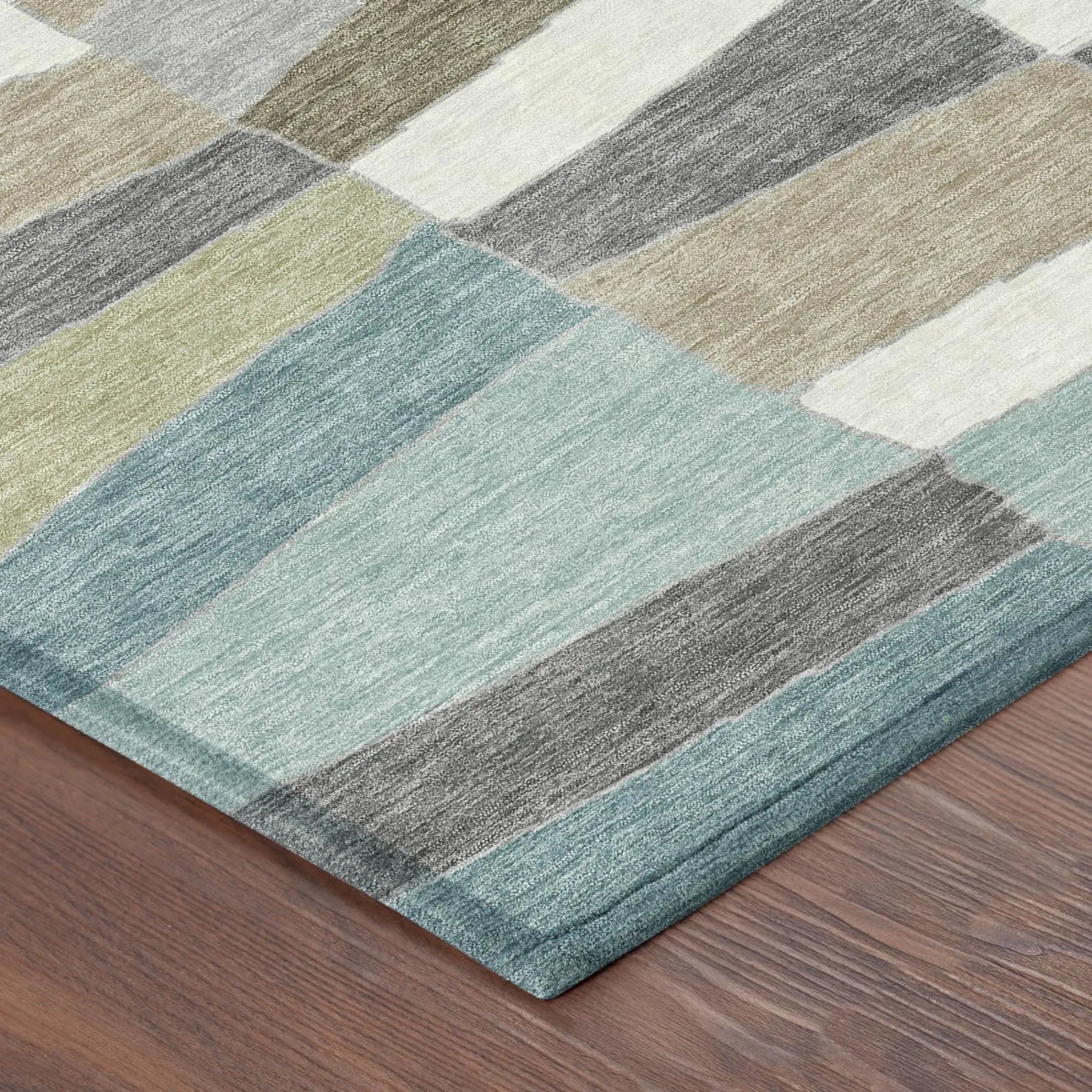 9' X 12' Teal Blue And Beige Geometric Washable Indoor Outdoor Area Rug Homeroots Outdoor