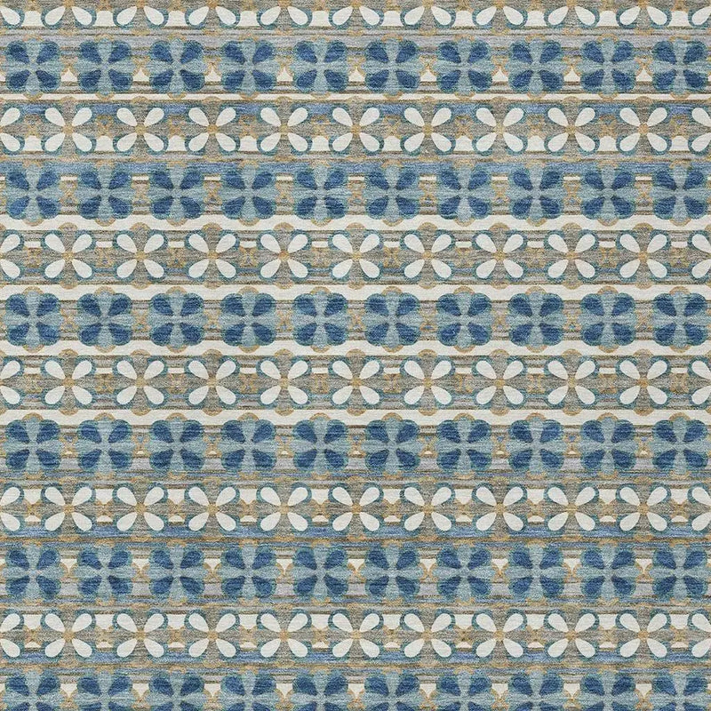 9' X 12' Teal Blue And Black Striped Washable Indoor Outdoor Area Rug Homeroots Outdoor
