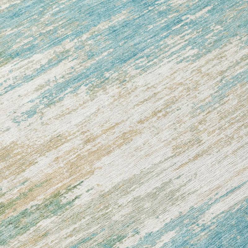 9' X 12' Teal Blue And Blue Abstract Washable Indoor Outdoor Area Rug Homeroots Outdoor