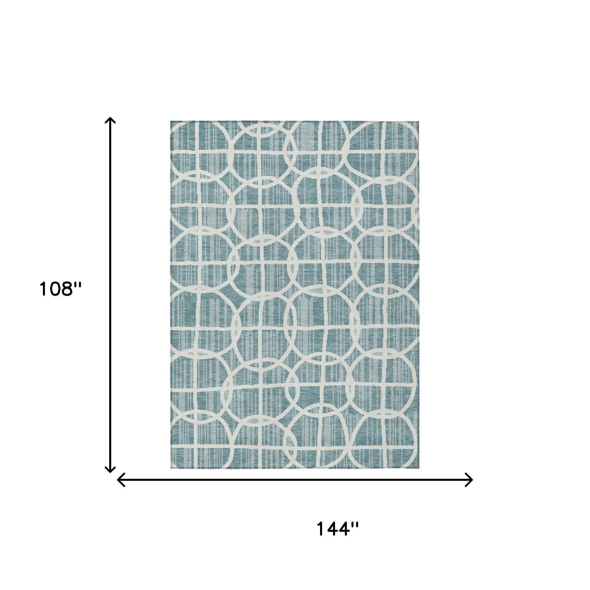 9' X 12' Teal Blue And Blue Geometric Washable Indoor Outdoor Area Rug Homeroots Outdoor