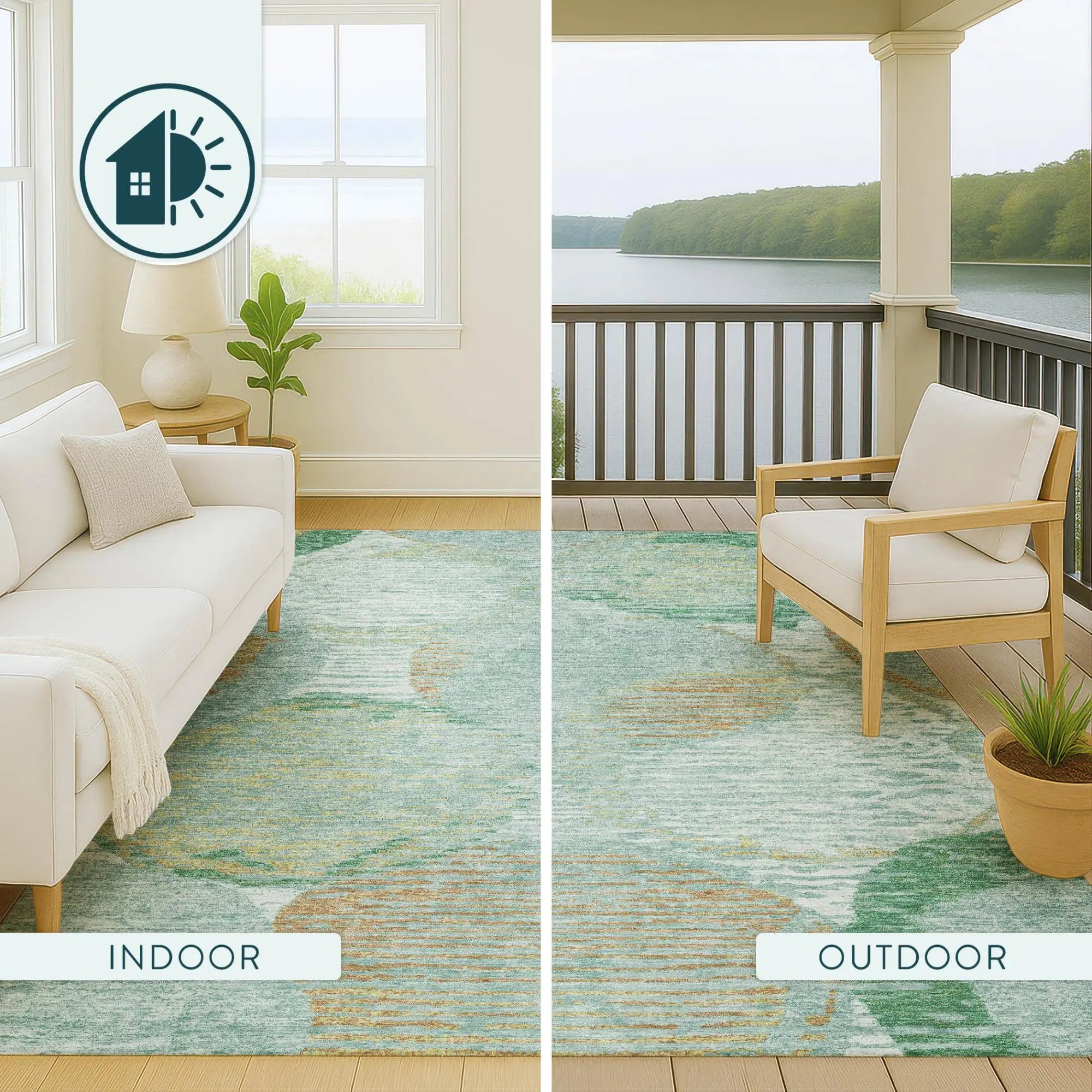 9' X 12' Teal Blue And Blue Geometric Washable Indoor Outdoor Area Rug Homeroots Outdoor