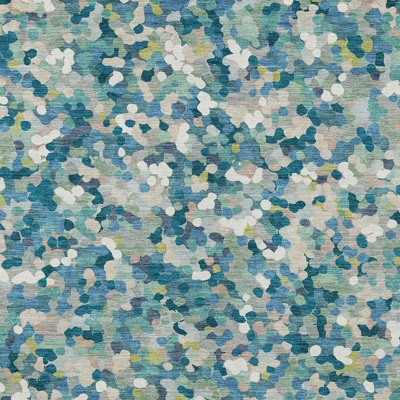 9' X 12' Teal Blue And Blue Geometric Washable Indoor Outdoor Area Rug Homeroots Outdoor