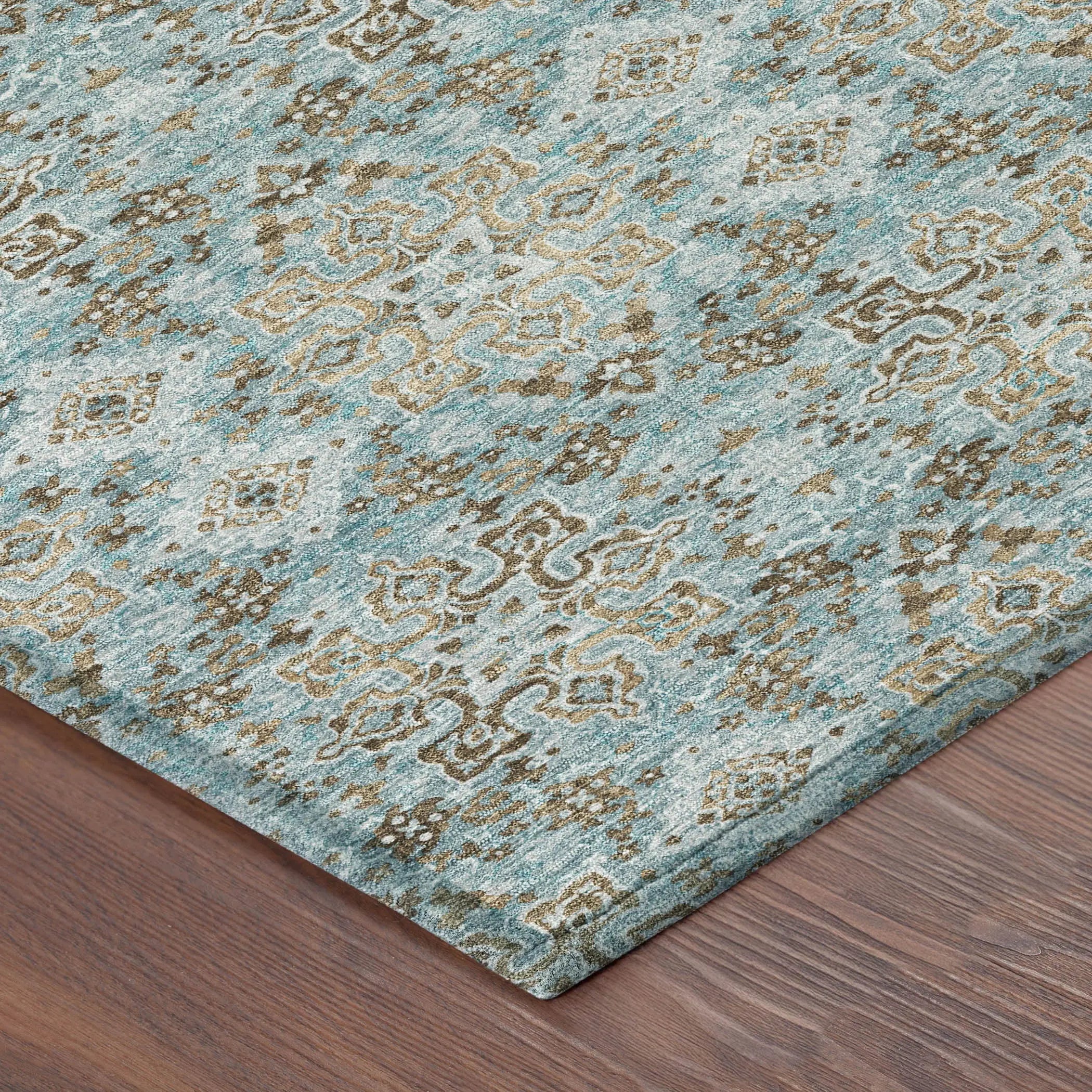 9' X 12' Teal Blue And Blue Oriental Washable Indoor Outdoor Area Rug Homeroots Outdoor