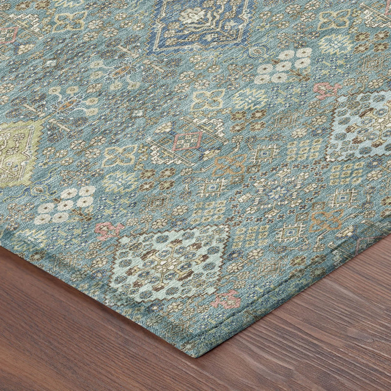 9' X 12' Teal Blue And Blue Oriental Washable Indoor Outdoor Area Rug Homeroots Outdoor