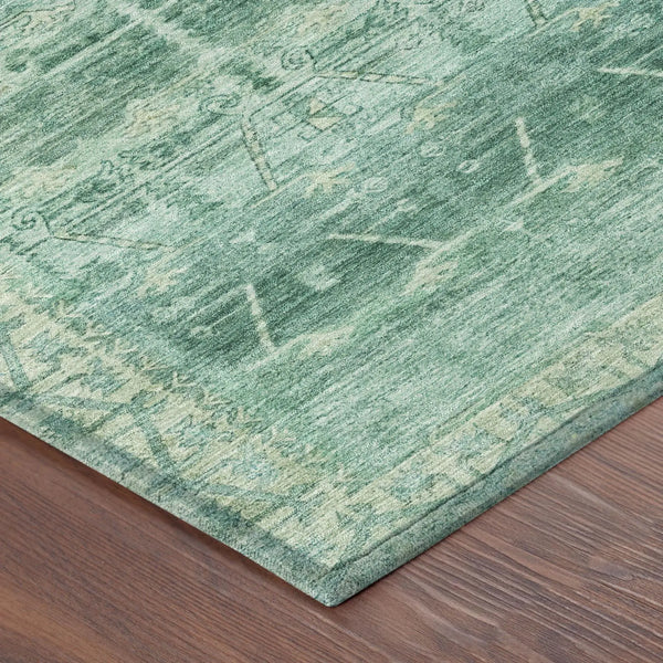 9' X 12' Teal Blue And Blue Tribal Washable Indoor Outdoor Area Rug Homeroots Outdoor