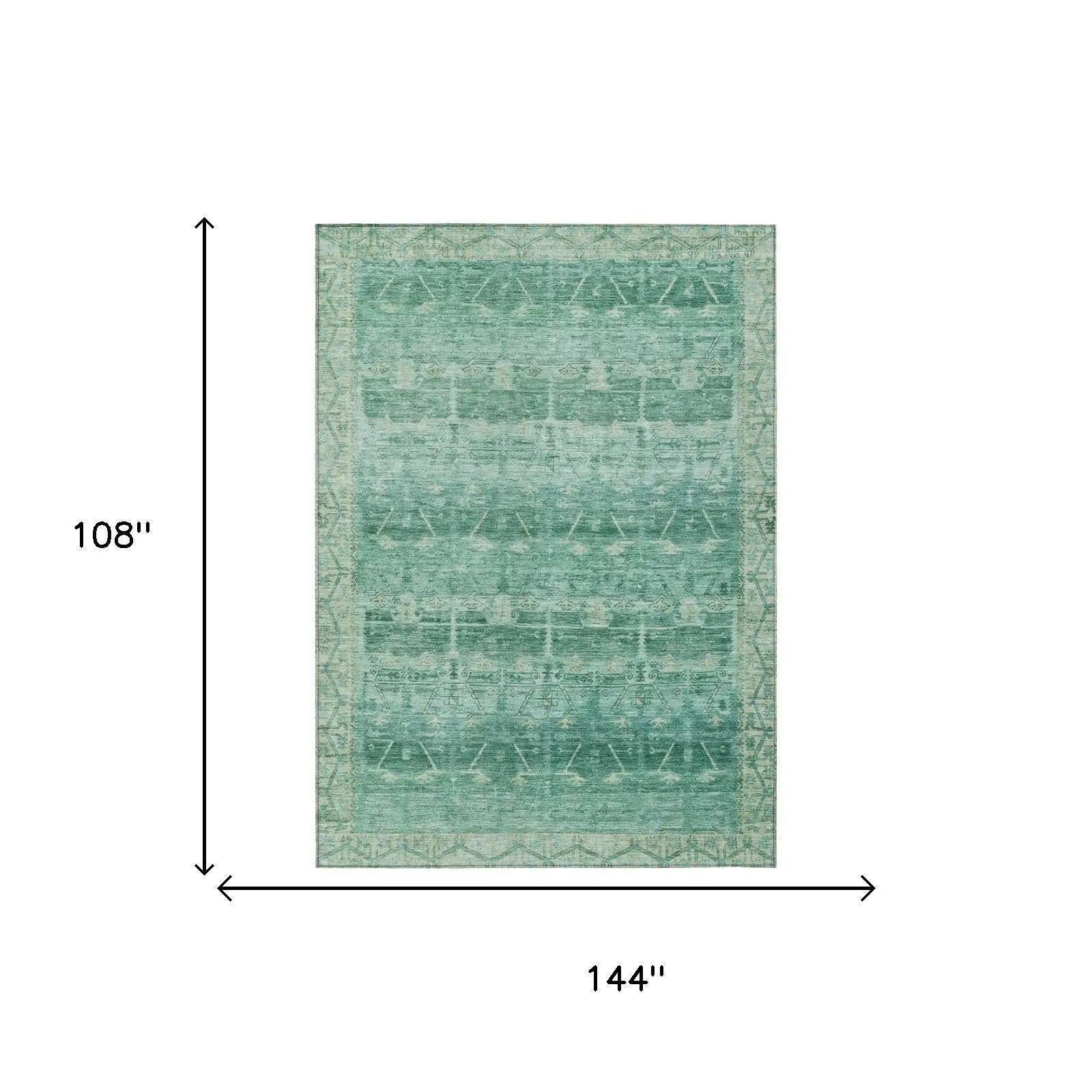 9' X 12' Teal Blue And Blue Tribal Washable Indoor Outdoor Area Rug Homeroots Outdoor