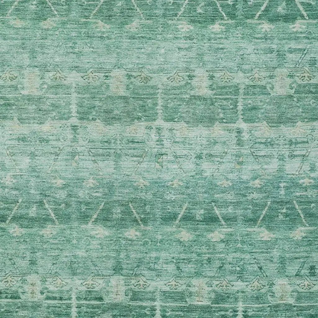 9' X 12' Teal Blue And Blue Tribal Washable Indoor Outdoor Area Rug Homeroots Outdoor