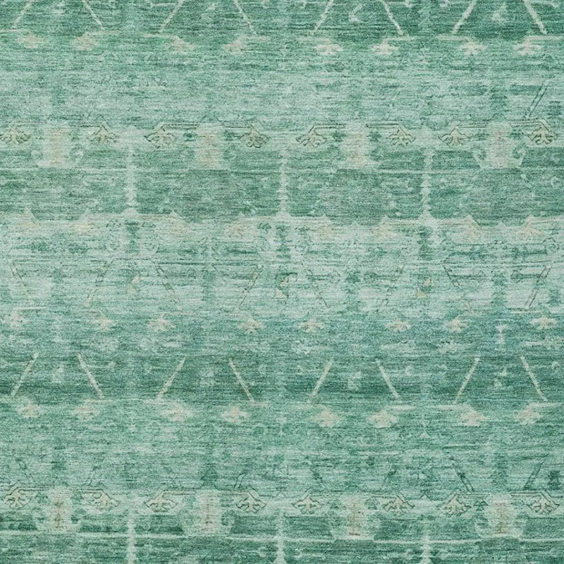 9' X 12' Teal Blue And Blue Tribal Washable Indoor Outdoor Area Rug Homeroots Outdoor