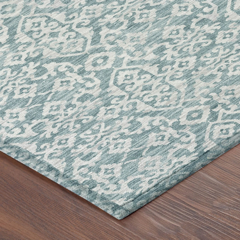 9' X 12' Teal Blue And Brown Oriental Washable Indoor Outdoor Area Rug Homeroots Outdoor