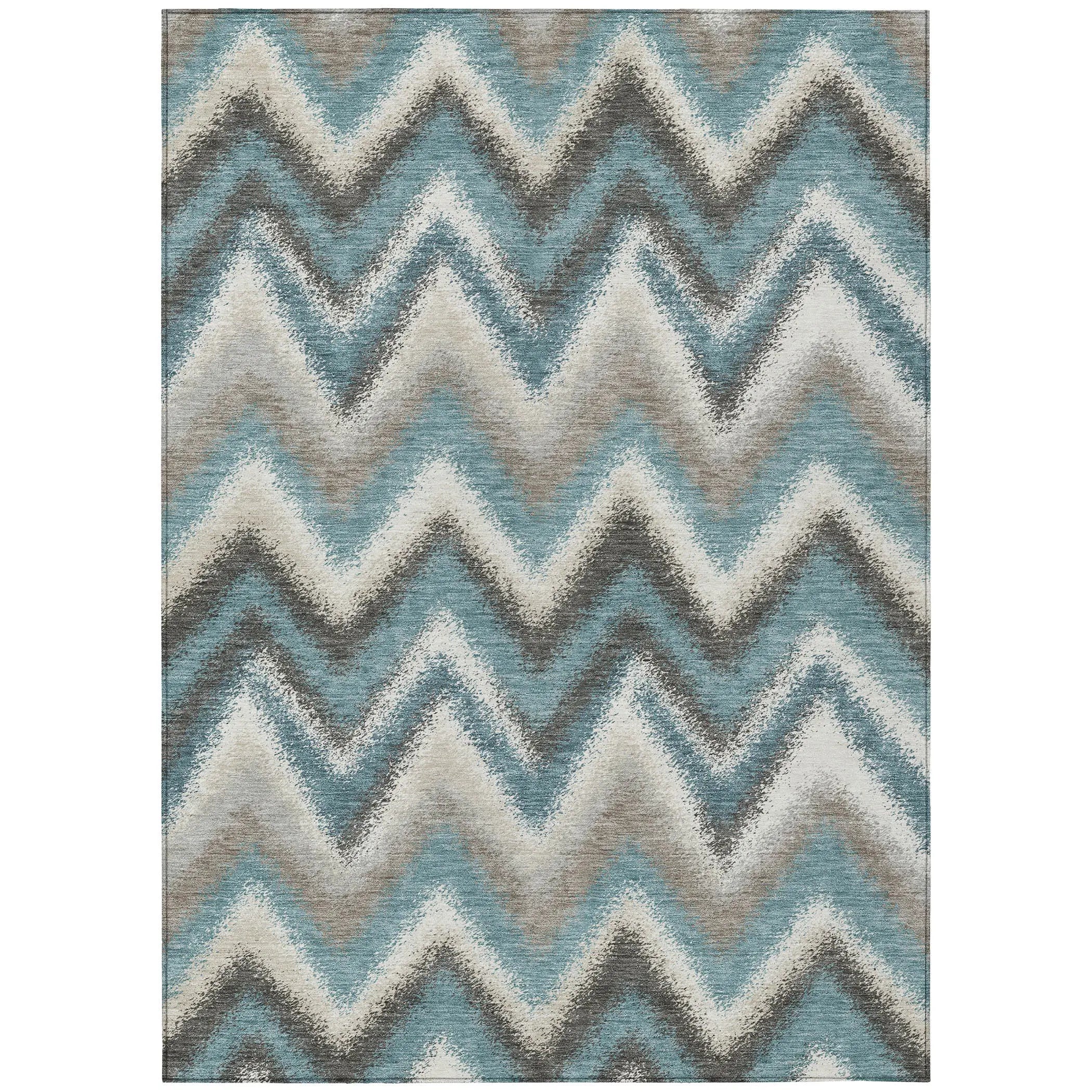 9' X 12' Teal Blue And Charcoal Geometric Washable Indoor Outdoor Area Rug Homeroots Outdoor