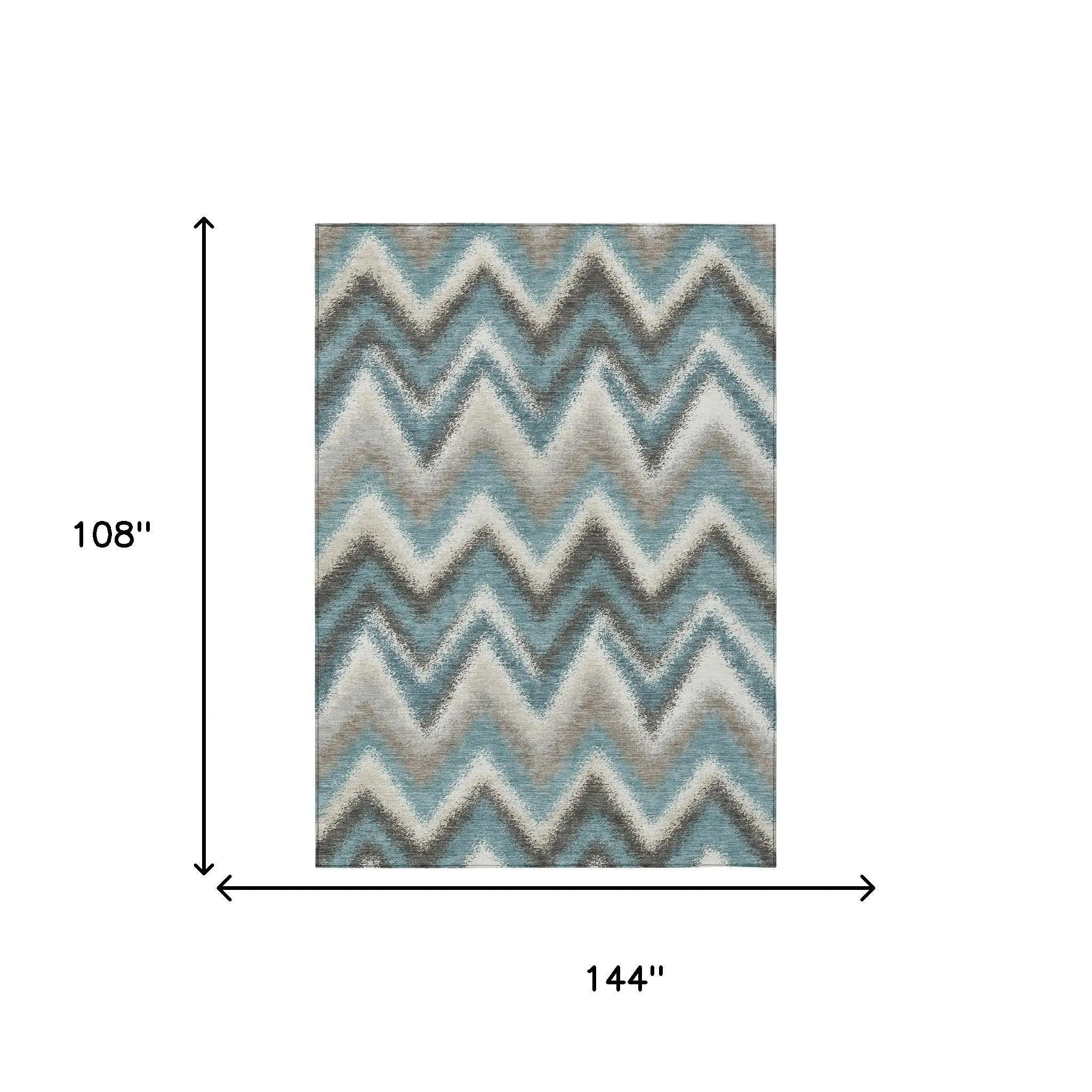 9' X 12' Teal Blue And Charcoal Geometric Washable Indoor Outdoor Area Rug Homeroots Outdoor