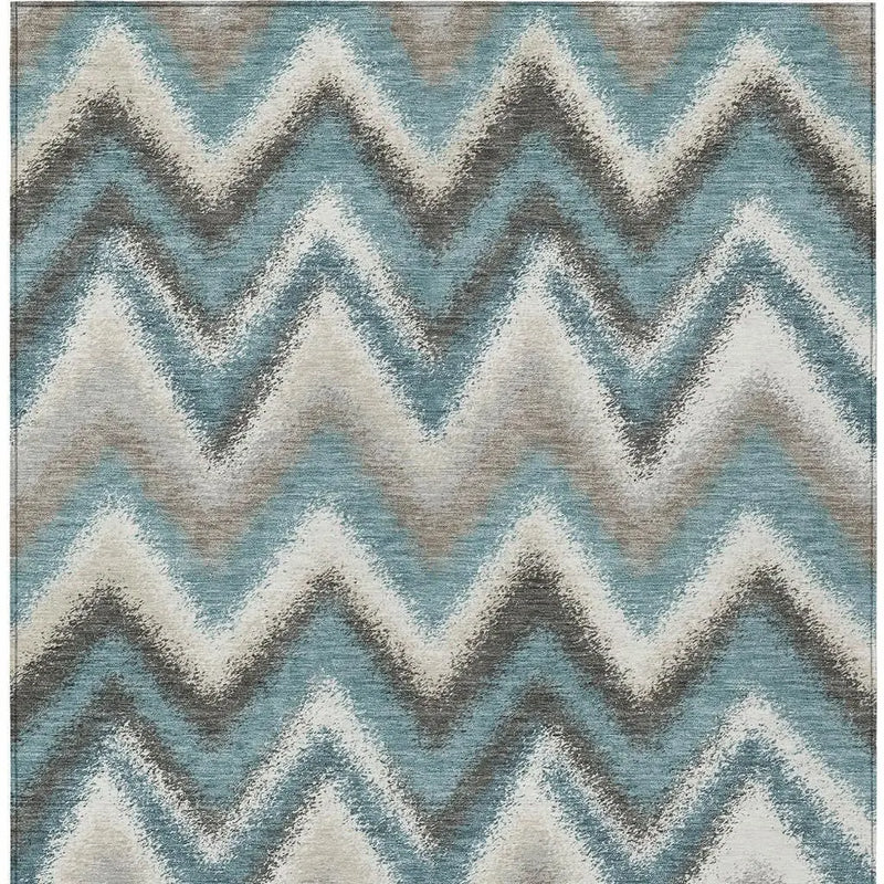 9' X 12' Teal Blue And Charcoal Geometric Washable Indoor Outdoor Area Rug Homeroots Outdoor