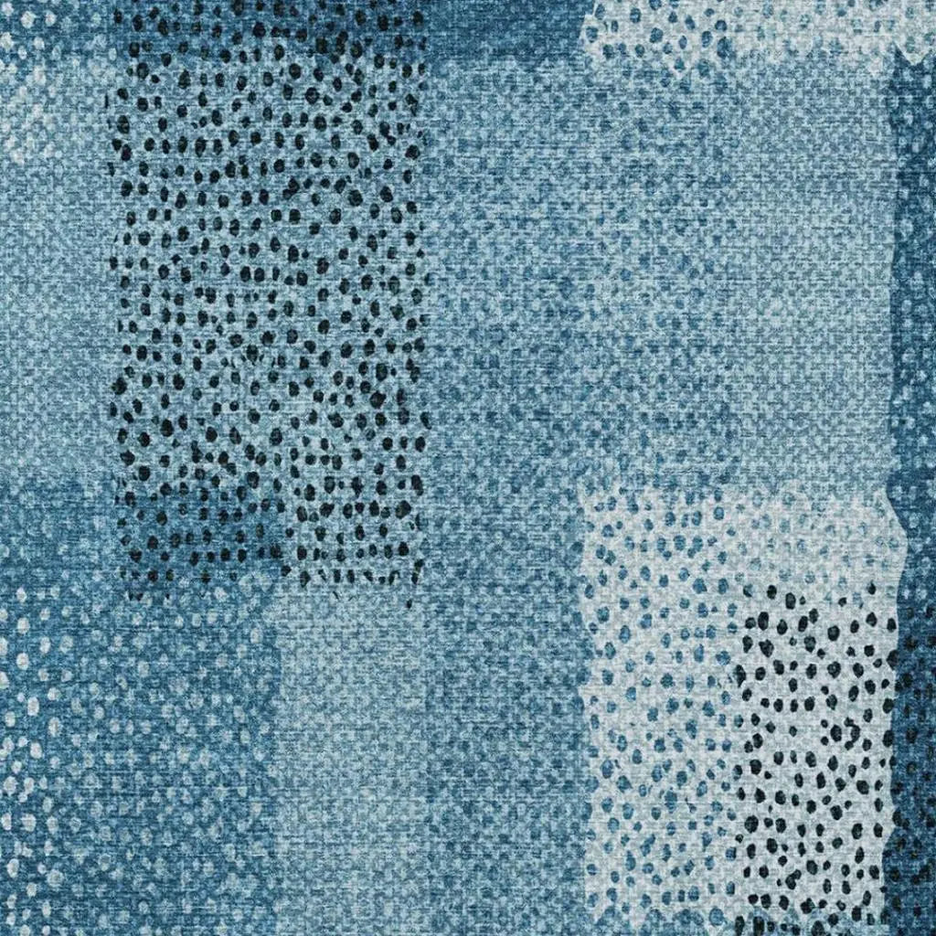 9' X 12' Teal Blue And Denim Blue Abstract Washable Indoor Outdoor Area Rug Homeroots Outdoor