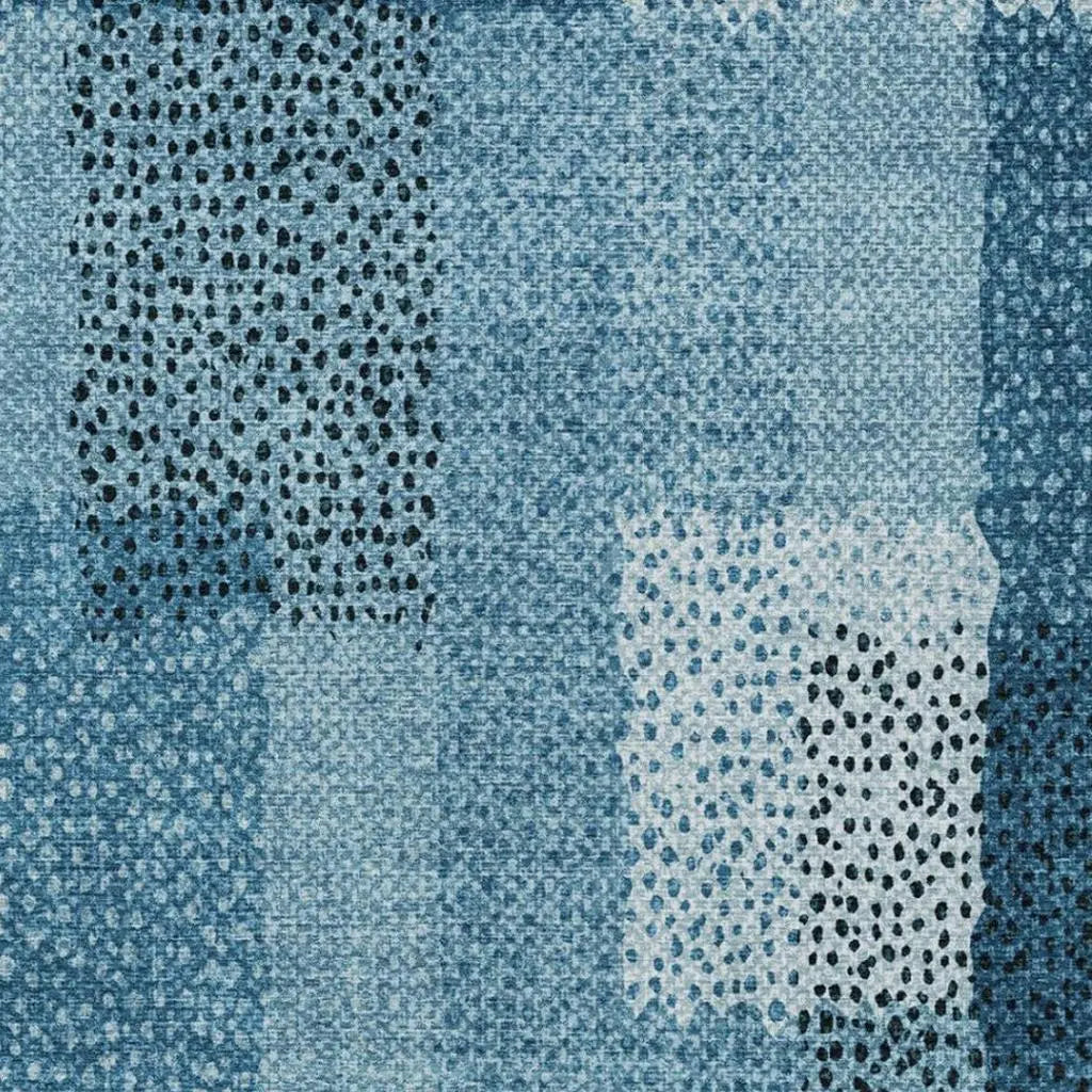 9' X 12' Teal Blue And Denim Blue Abstract Washable Indoor Outdoor Area Rug Homeroots Outdoor