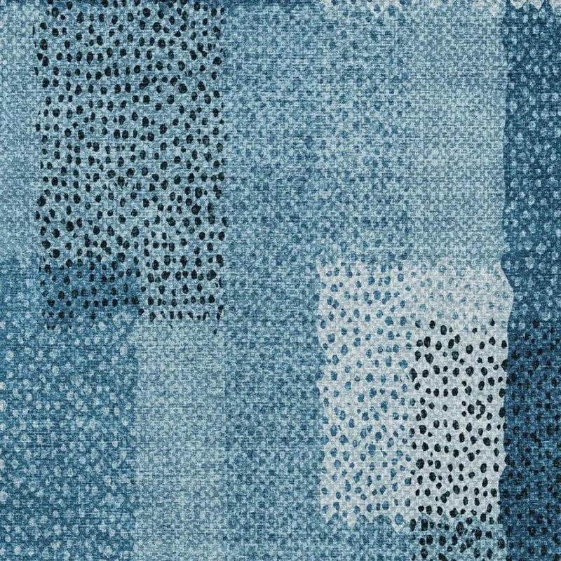 9' X 12' Teal Blue And Denim Blue Abstract Washable Indoor Outdoor Area Rug Homeroots Outdoor