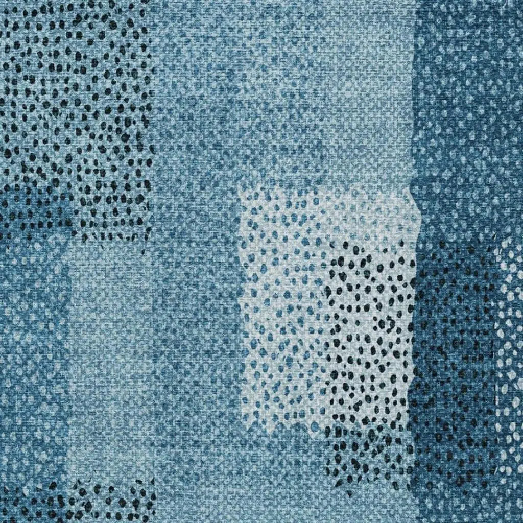 9' X 12' Teal Blue And Denim Blue Abstract Washable Indoor Outdoor Area Rug Homeroots Outdoor