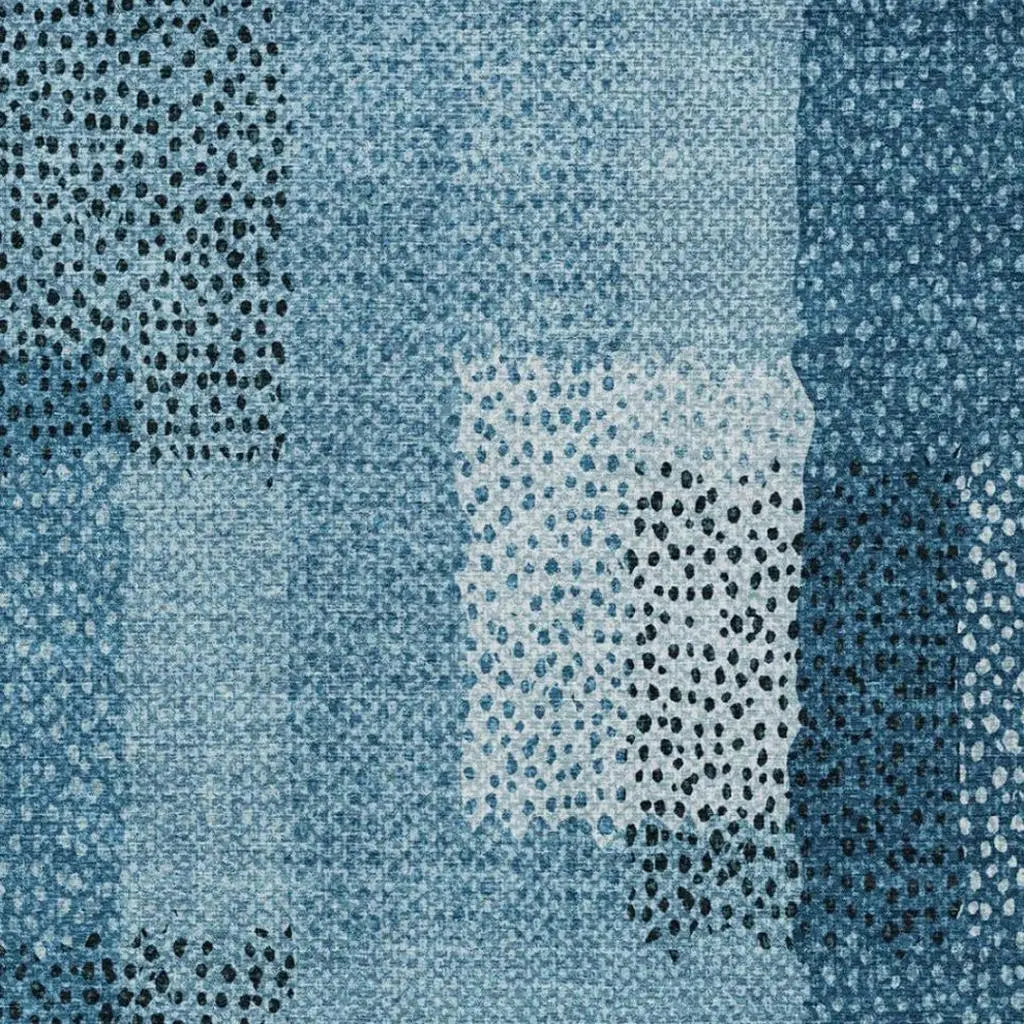 9' X 12' Teal Blue And Denim Blue Abstract Washable Indoor Outdoor Area Rug Homeroots Outdoor