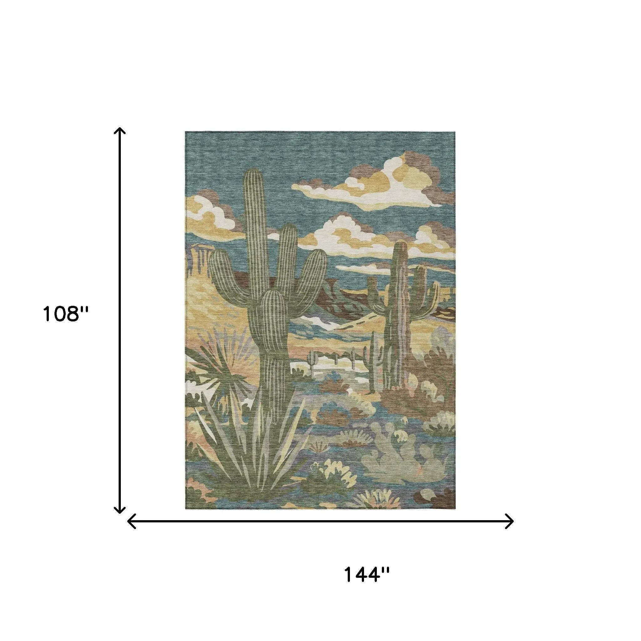 9' X 12' Teal Blue And Gold Trees Washable Indoor Outdoor Area Rug Homeroots Outdoor